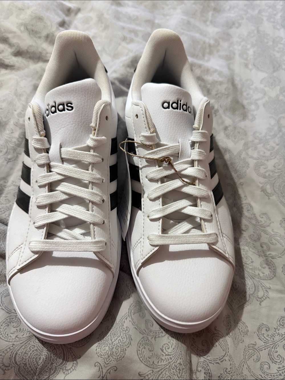 adidas White Sneakers with Black Three-Stripes